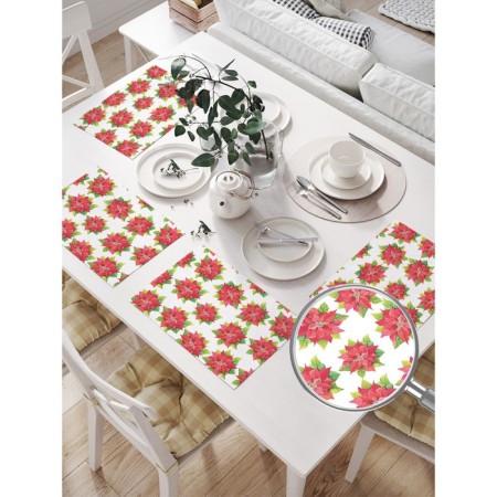 A set of napkins for setting the Watercolor Christmas Star, rectangular, size 32x46 cm, 4 pcs