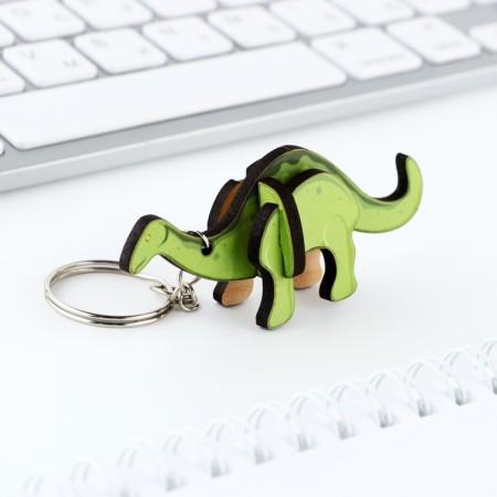 Key keychain wooden designer "Dinosaur", 6.9 x 4 cm-2