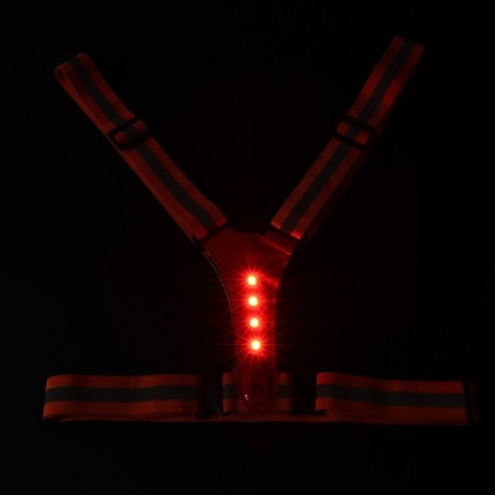 Signal vest, reflective with adjustable size, orange, LED signal, 4 modes-1