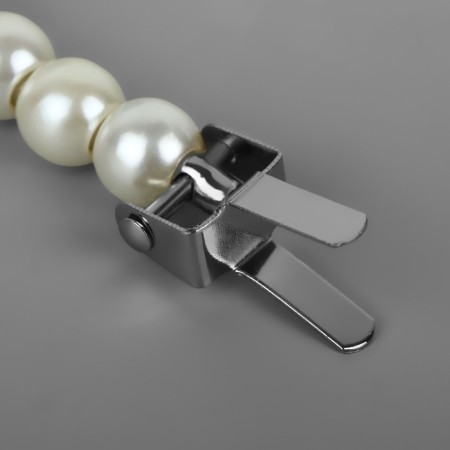 Handle for a bag, metal, pearl beads, for a puncture, 12.5 × 9 × 1.2 cm, white/silver color-2