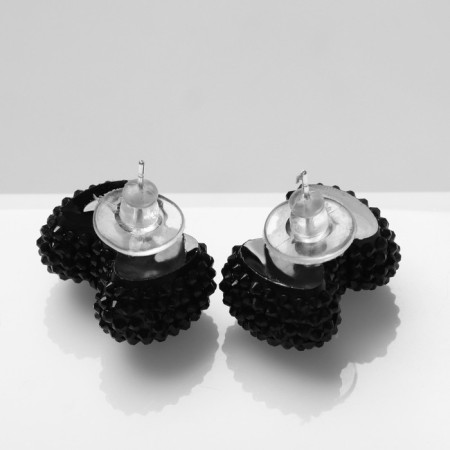 Earrings Plastic "Caramel" bow, black color-1