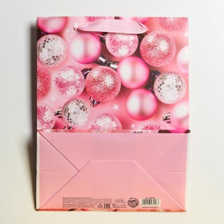Laminated vertical "Pink Balls", MS 18 x 23 x 10 cm, New Year-3