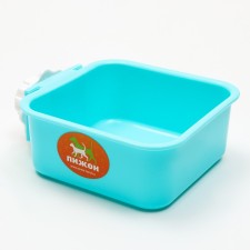A bowl with a mount on a cage, 15 x 12 x 5 cm, blue