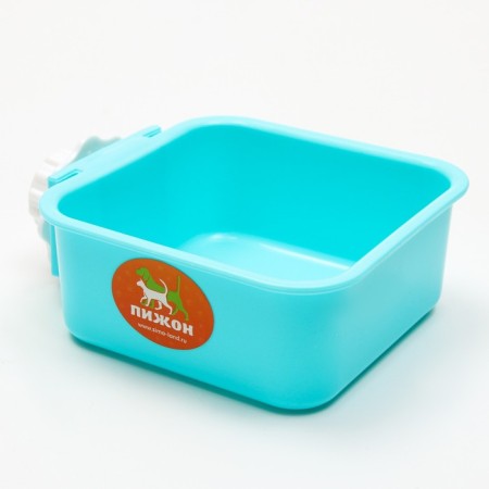 A bowl with a mount on a cage, 15 x 12 x 5 cm, blue