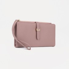 Women's wallet on the button, pink color