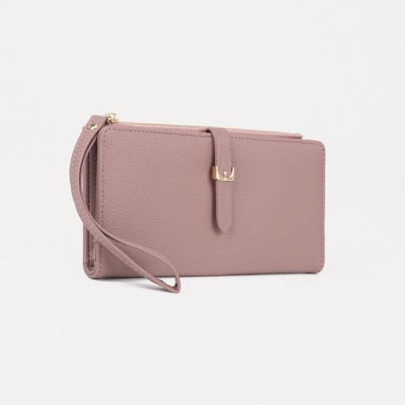 Women's wallet on the button, pink color