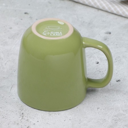 Ceramic olive mug, 450 ml, green color-3