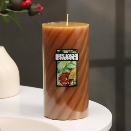 Candle-cylinder aromatic twisted "lavender and citrus", 7.5x15 cm-2