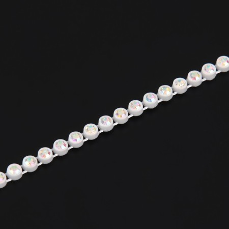 Rhinestones on threads, with holography, 3 mm, 9 ± 1 m, white color-2