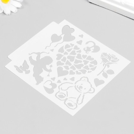 Plastic stencil "Love" 13x13 cm-4
