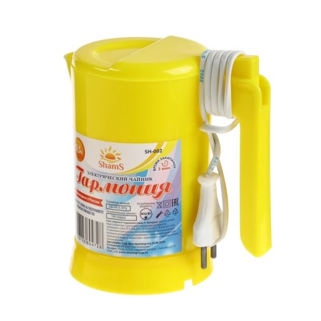 Electric kettle SHAMS SH-002 Harmony, 0.5 L, plastic, 800 W, yellow-1