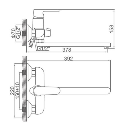 ACCOONA A7166K bath mixer, single -leaf, divertor in the case, 35 cm, green-8