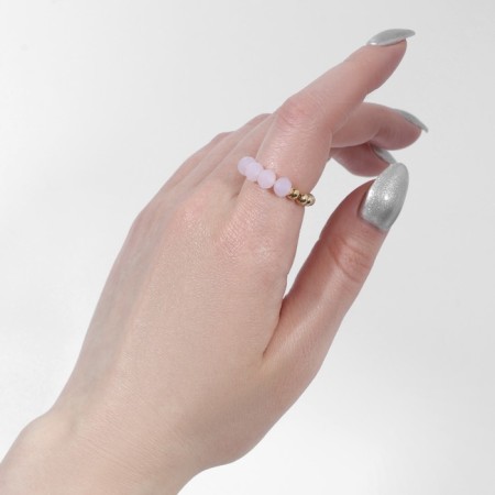 Ring "Quartet", pink color with gold, 17 size-4