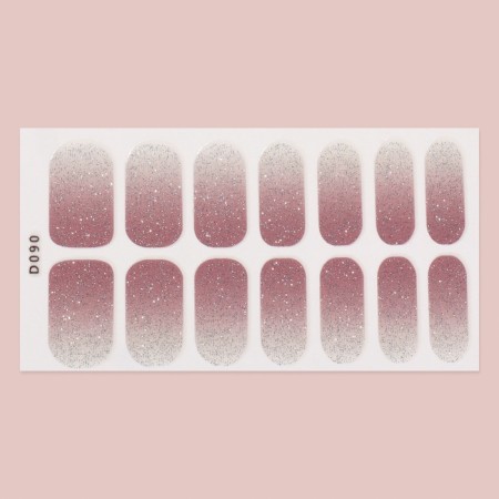Manicure films, 14 pcs, with sparkles, the color of ashen - pink-1