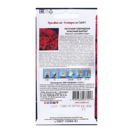 Seeds Flower Petunia "Red velvet" F1 1. 5 pieces-1
