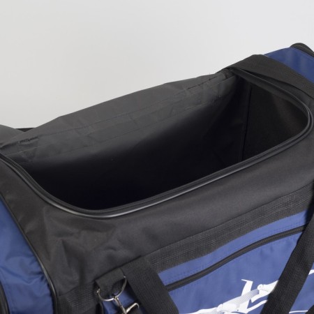 Road bag with lightning, 3 outer pockets, long belt, black/blue color-4