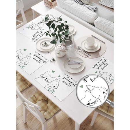 A set of napkins for setting the table "Paras of cats", rectangular, size 32x46 cm, 4 pcs-1