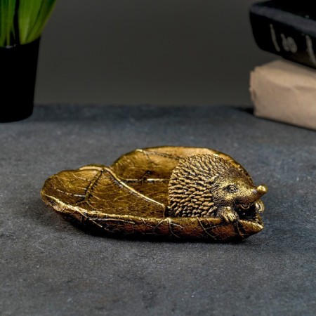 Candy Candy "Hedgehog on a leaf" Gold, 9x10x10cm-3