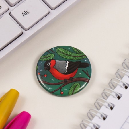 New Year of the setting icon d = 35 mm "Bullfinch" 6.5x6.5 cm-3