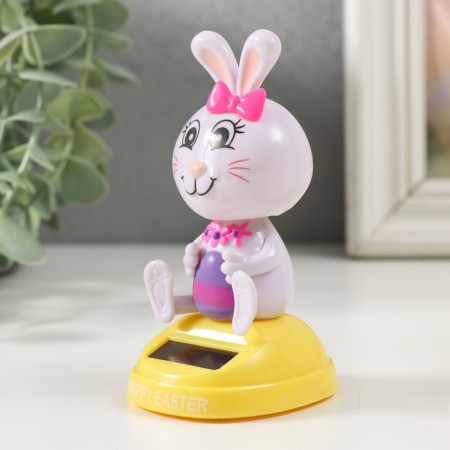 Plastic pendulum from the solar battery "Bunny with a bow and Easter egg" 5.3x6.1x10.5 cm 991069-3