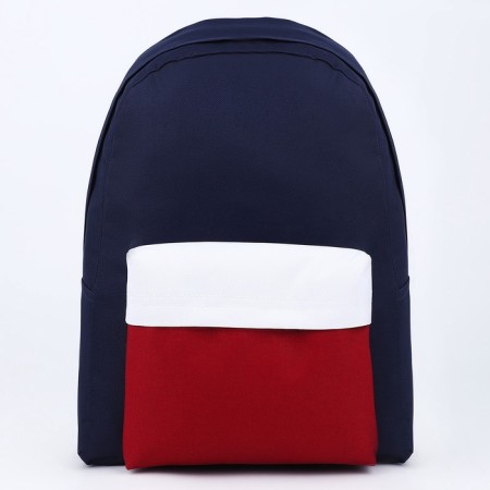 School textile school with a colored pocket, 30x39x12 cm, blue, burgundy, white-4