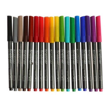 A set of capillary pens 18 colors, 0.3 mm Koh-I-Noor Fineliners 7021, plastic packaging-1