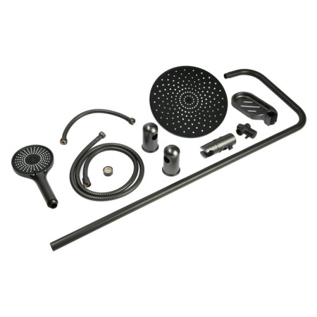 The shower system Zein Z1013, tropical and hand -watering can 5 modes, 2 hoses, soap dish, graphite-14