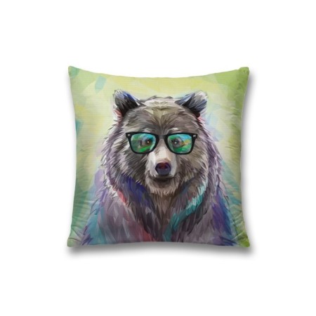Decorative pillowcase "Bear with glasses", on lightning, size 45x45 cm