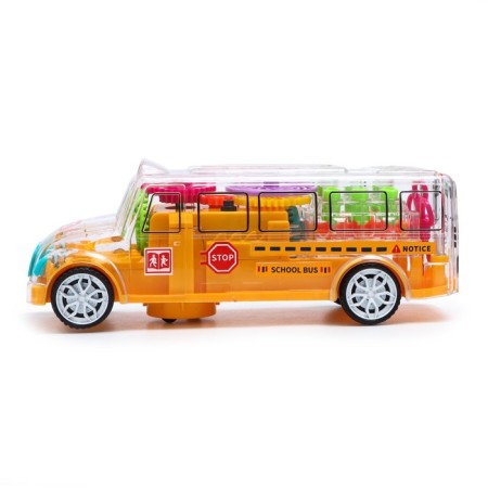 Lifting bus, light and sound, works from batteries, yellow color-1