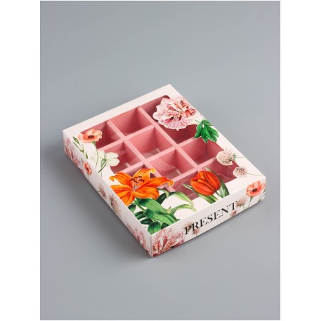 Folding box for 12 sweets "Festive mood", 19 x 15 x 3.6 cm. Confectionery packaging-1