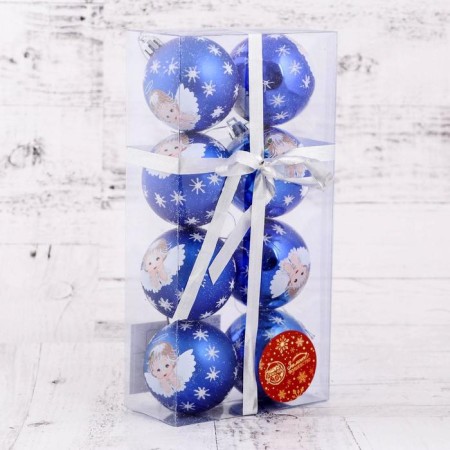 Set of balls plastic D-6 cm, 8 pcs "angel" blue-1