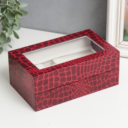 Casket Plastic for clock 2 compartments and jewelry "Red Python" 7x10.5x17.5 cm