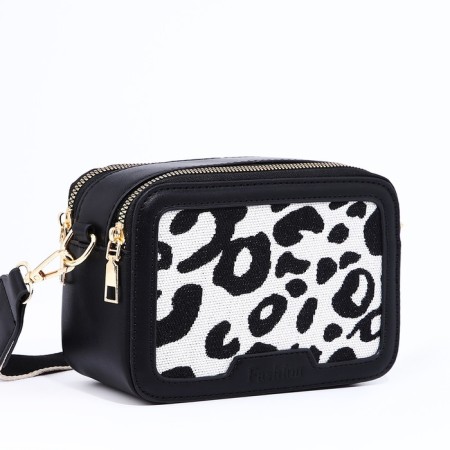 Bag Cross-Bodi with a zipper, black/white color-2