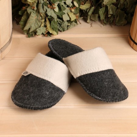 Slips for a bathhouse gray with a lapel (26 cm inside insole)