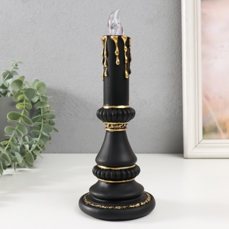 Souvenir Polystone Light "Candle" 2xlr44 black with gold 10x10x24.5 cm-1