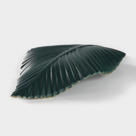 Fruit dish "leaf", 35.5 × 20 × 5 cm, gold color with green-2