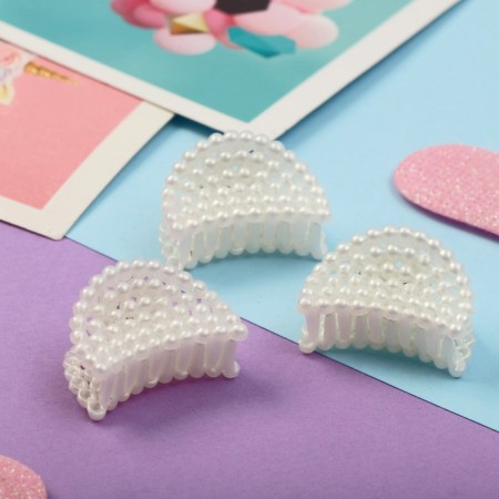 Hair crab "Beatrice Bunny" (set of 5 pcs) arc, 3 cm, white-1