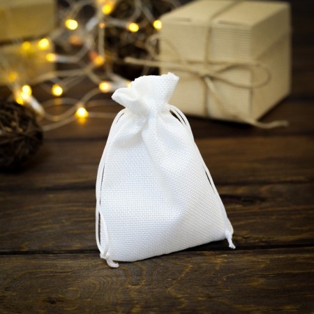 Gift bag from canvases, white, 10 x 14 cm
