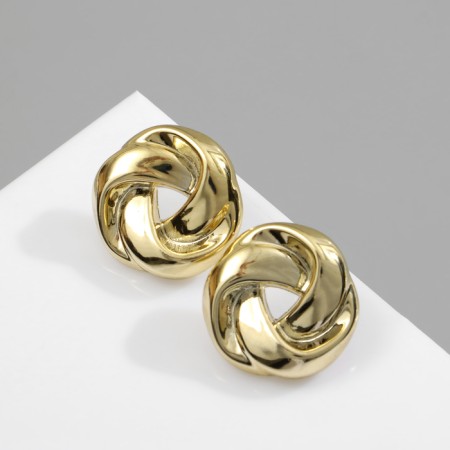 Earrings plastic "Circle" with bends, color gold-1