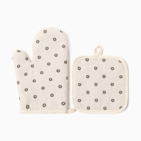 Kitchen set 2 pr. Dilyana "flowers" Take 17*17cm, mittens-castle 26*16cm, 100%HL-1