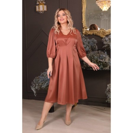 Female dress, size 52, terracotta color-10