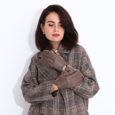 Gloves are female, dimensionless, without insulation, brown color-3