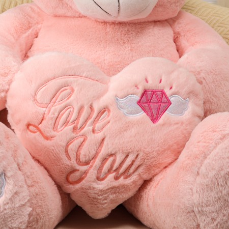 Soft toy "Bear" with heart, 115 cm, pink color-2