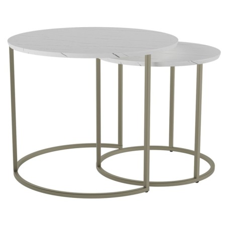 A set of two coffee tables "Leslie", 810 × 610 × 500 mm, white marble / titanium color