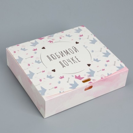 Gift folding box, packaging, “beloved daughter”, 20 x 18 x 5 cm, without tape-1