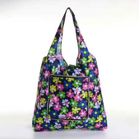 Household bag on the button, folding, blue/multi -colored color-1