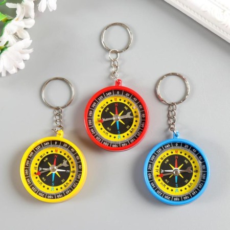 A keychain with a compass Round mix 4.5x4.5x1 cm-5