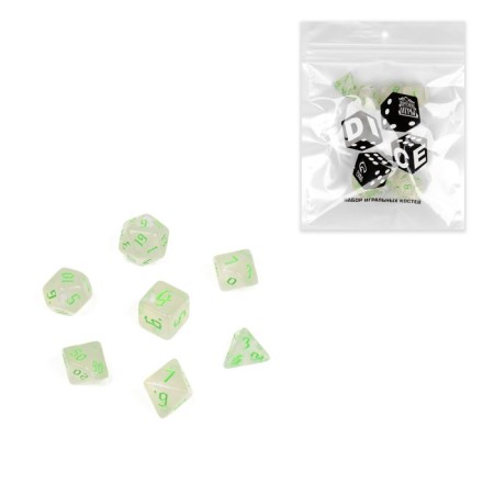 A set of cubes for D&D (Dungeons and Dragons, DND) "Game time", Series: D&D, 7 pcs, Green