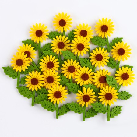 Adhesive -based felt decor, set 20 pcs., Size 1 pc. - 6 × 5 cm, yellow color-1