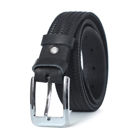 Children's belt, genuine leather, 2 size 100x3x30 cm, black-1